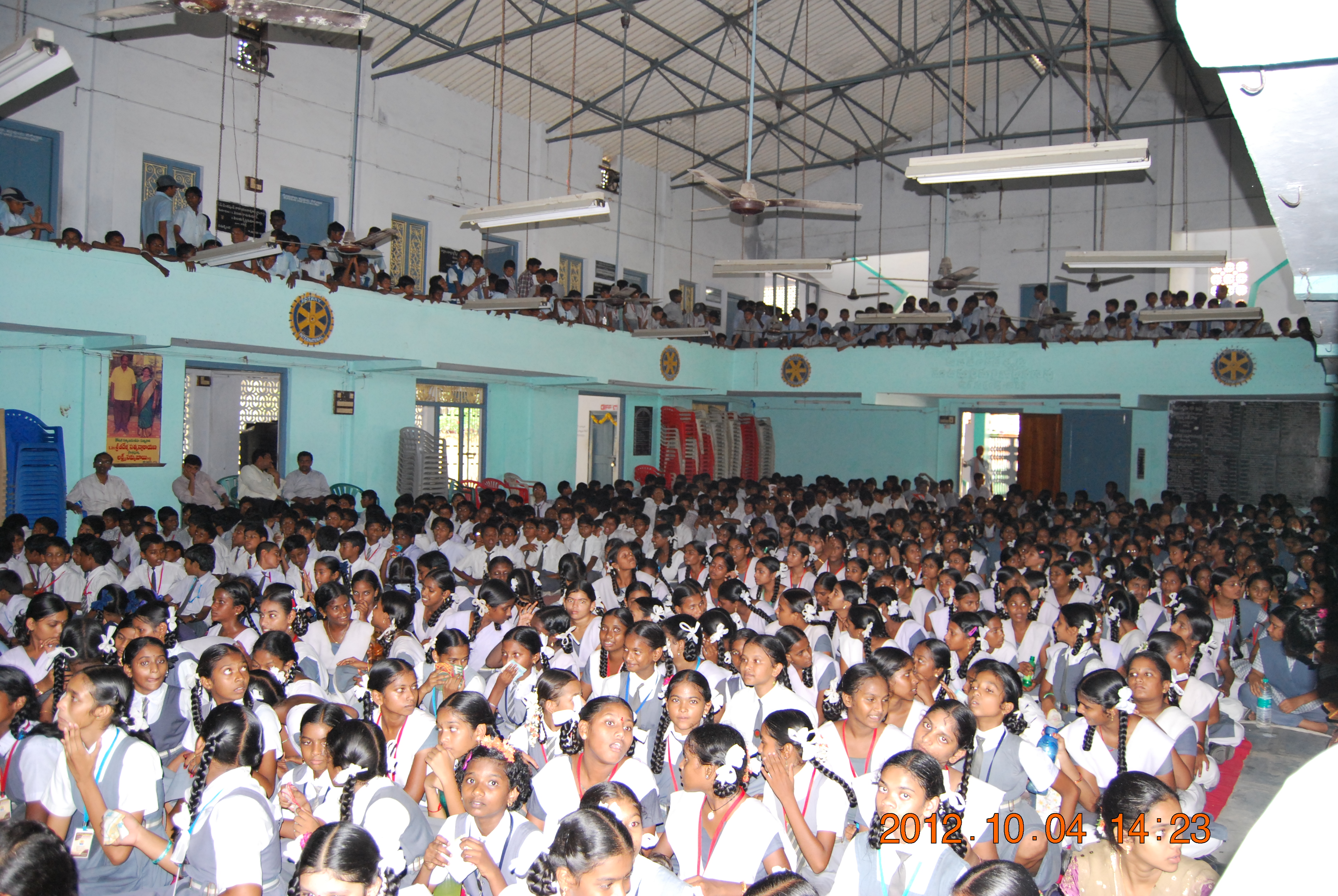 School children gathered in the rotary auditorium